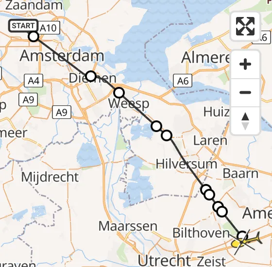 Vlucht Traumahelikopter PH-LLN van Amsterdam Heliport naar Soesterberg op donderdag 12 september 2024 8:49