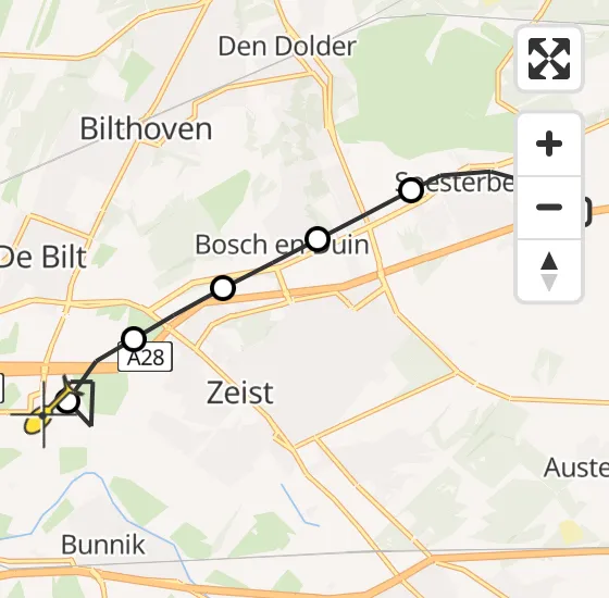 Vlucht Traumahelikopter PH-LLN van Soesterberg naar Universitair Medisch Centrum Utrecht op donderdag 12 september 2024 9:10