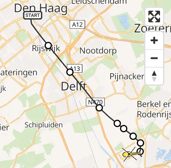 Vlucht Traumahelikopter PH-UMC van Den Haag naar Rotterdam The Hague Airport op donderdag 12 september 2024 9:31