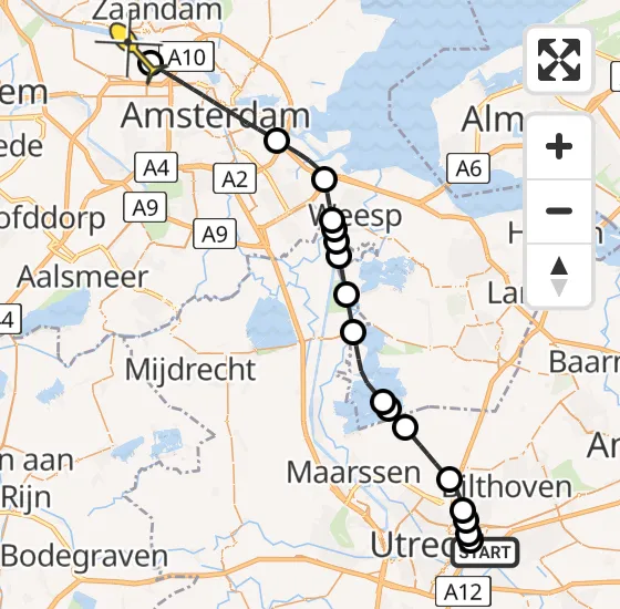 Vlucht Traumahelikopter PH-LLN van Universitair Medisch Centrum Utrecht naar Amsterdam Heliport op donderdag 12 september 2024 9:41