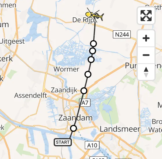 Vlucht Traumahelikopter PH-LLN van Amsterdam Heliport naar Westbeemster op donderdag 12 september 2024 12:41