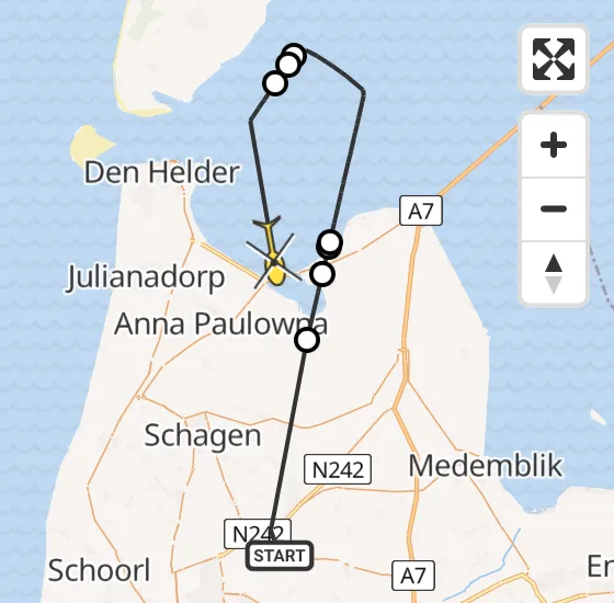 Vlucht Politiehelikopter PH-PXB van Oude Niedorp naar Den Helder op donderdag 12 september 2024 12:55