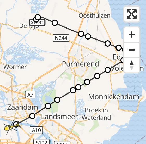 Vlucht Traumahelikopter PH-LLN van Westbeemster naar Amsterdam Heliport op donderdag 12 september 2024 12:58