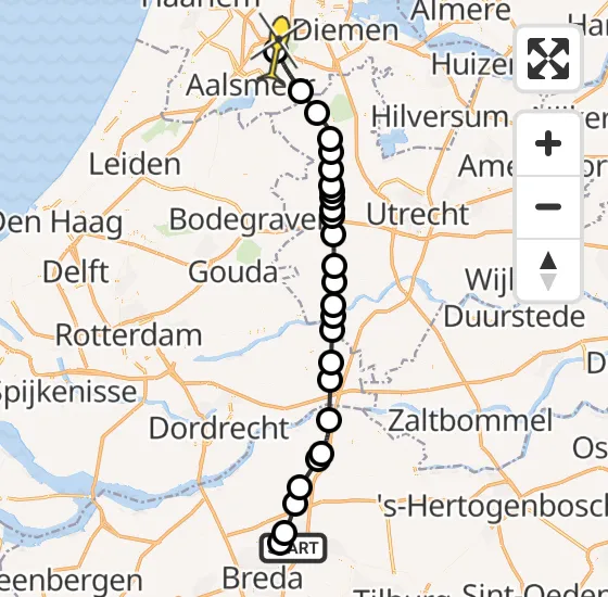 Vlucht Politiehelikopter PH-PXD van Oosterhout naar Schiphol op donderdag 12 september 2024 13:45