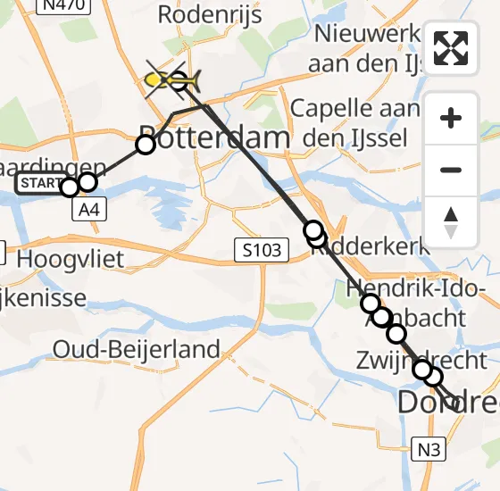 Vlucht Traumahelikopter PH-UMC van Vlaardingen naar Rotterdam The Hague Airport op donderdag 12 september 2024 17:36