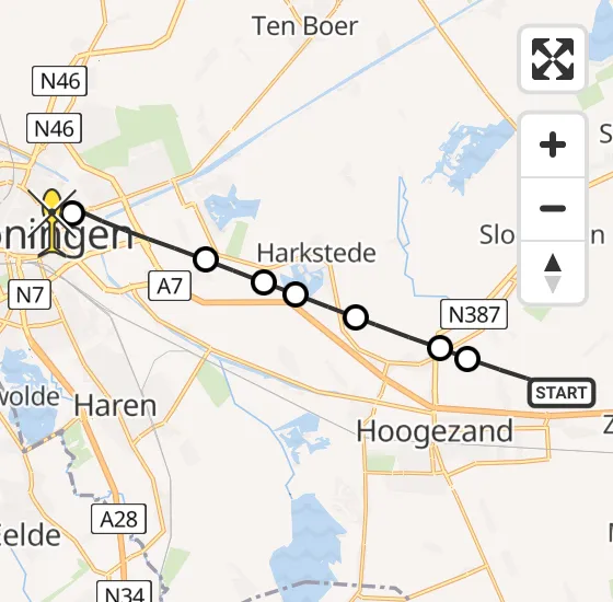 Vlucht Traumahelikopter PH-TTR van Sappemeer naar Universitair Medisch Centrum Groningen op donderdag 12 september 2024 17:47