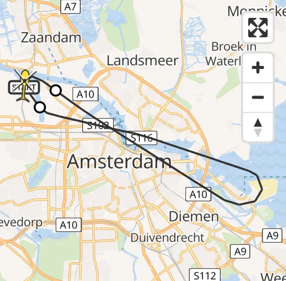 Vlucht Traumahelikopter PH-LLN van Amsterdam Heliport naar Amsterdam Heliport op donderdag 12 september 2024 18:21