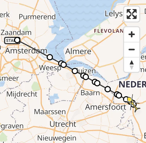 Vlucht Traumahelikopter PH-LLN van Amsterdam Heliport naar Terschuur op donderdag 12 september 2024 19:12