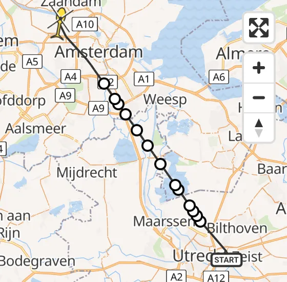 Vlucht Traumahelikopter PH-LLN van Universitair Medisch Centrum Utrecht naar Amsterdam Heliport op donderdag 12 september 2024 20:15