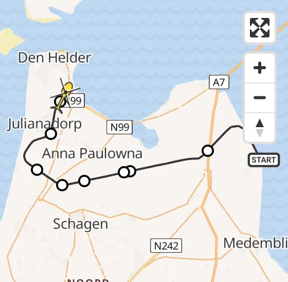 Vlucht Kustwachthelikopter PH-SAR van Wieringerwerf naar Vliegveld De Kooy op donderdag 12 september 2024 21:11