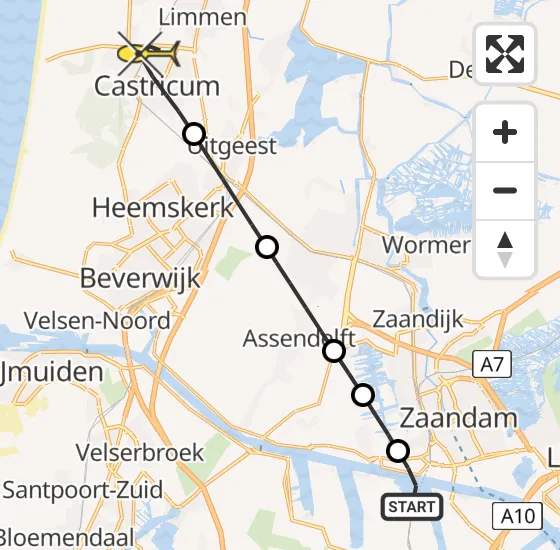 Vlucht Traumahelikopter PH-LLN van Amsterdam Heliport naar Castricum op donderdag 12 september 2024 21:35