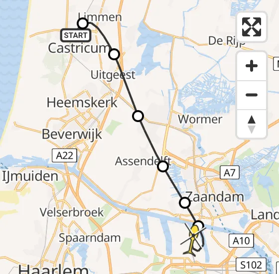 Vlucht Traumahelikopter PH-LLN van Castricum naar Amsterdam Heliport op donderdag 12 september 2024 22:04