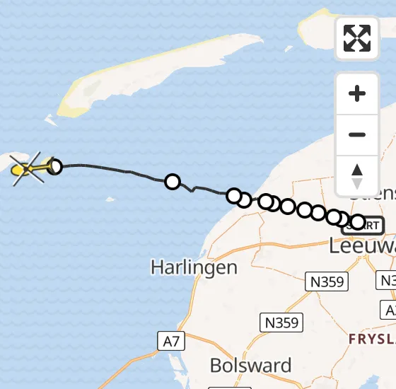 Vlucht Ambulancehelikopter PH-OOP van Vliegbasis Leeuwarden naar Vlieland op vrijdag 13 september 2024 4:11