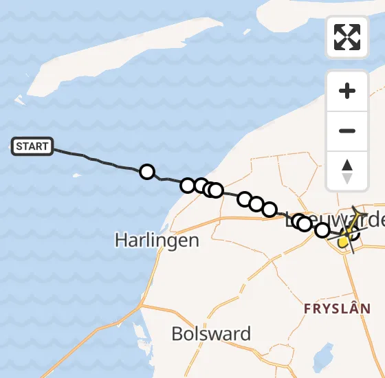 Vlucht Ambulancehelikopter PH-OOP van West-Terschelling naar Leeuwarden op vrijdag 13 september 2024 4:46