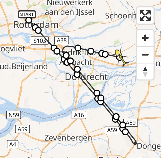 Vlucht Traumahelikopter PH-UMC van Rotterdam The Hague Airport naar Hardinxveld-Giessendam op vrijdag 13 september 2024 7:53