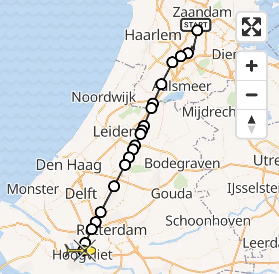 Vlucht Traumahelikopter PH-LLN van Amsterdam Heliport naar Hoogvliet op vrijdag 13 september 2024 8:24