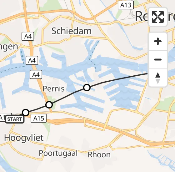 Vlucht Traumahelikopter PH-LLN van Hoogvliet naar Erasmus MC op vrijdag 13 september 2024 8:54