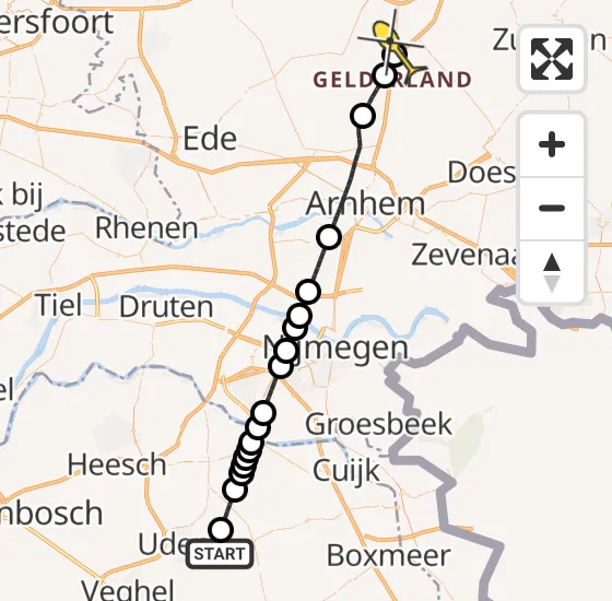 Vlucht Traumahelikopter PH-DOC van Vliegbasis Volkel naar Beekbergen op vrijdag 13 september 2024 8:55