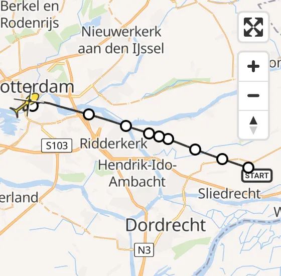 Vlucht Traumahelikopter PH-UMC van Hardinxveld-Giessendam naar Erasmus MC op vrijdag 13 september 2024 8:57