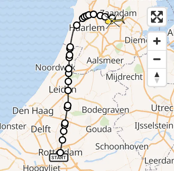 Vlucht Traumahelikopter PH-LLN van Erasmus MC naar Amsterdam Heliport op vrijdag 13 september 2024 9:33