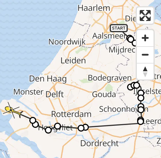 Vlucht Politiehelikopter PH-PXE van Amstelveen naar Maasvlakte op vrijdag 13 september 2024 9:57