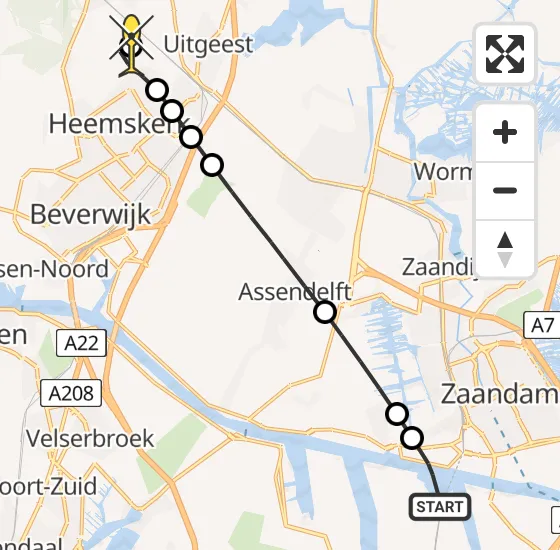 Vlucht Traumahelikopter PH-LLN van Amsterdam Heliport naar Castricum op vrijdag 13 september 2024 12:38