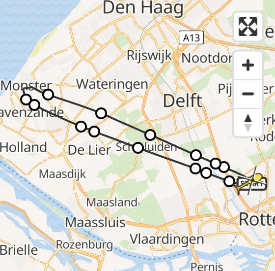 Vlucht Traumahelikopter PH-UMC van Rotterdam The Hague Airport naar Rotterdam The Hague Airport op vrijdag 13 september 2024 13:01