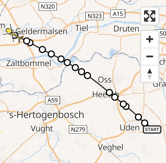 Vlucht Traumahelikopter PH-DOC van Vliegbasis Volkel naar Rumpt op vrijdag 13 september 2024 15:02