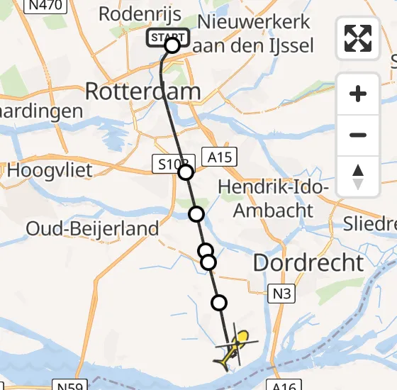 Vlucht Traumahelikopter PH-UMC van Bergschenhoek naar Strijen op vrijdag 13 september 2024 15:18