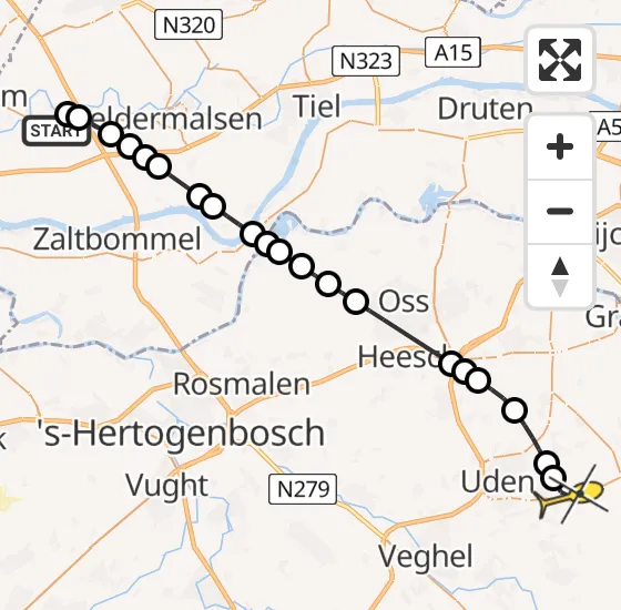 Vlucht Traumahelikopter PH-DOC van Rumpt naar Vliegbasis Volkel op vrijdag 13 september 2024 15:33