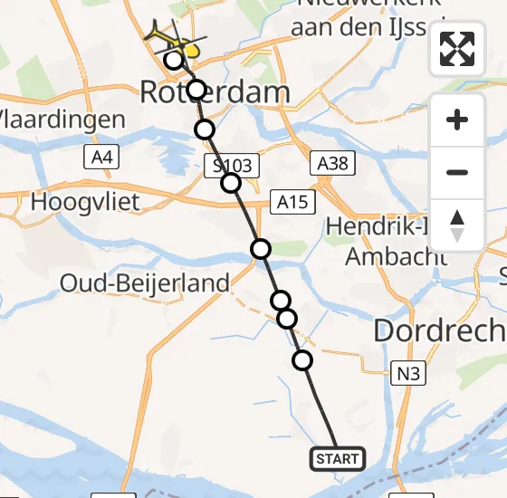 Vlucht Traumahelikopter PH-UMC van Strijen naar Rotterdam The Hague Airport op vrijdag 13 september 2024 15:52