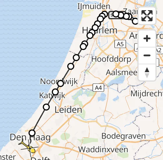 Vlucht Traumahelikopter PH-LLN van Assendelft naar Den Haag op vrijdag 13 september 2024 16:07