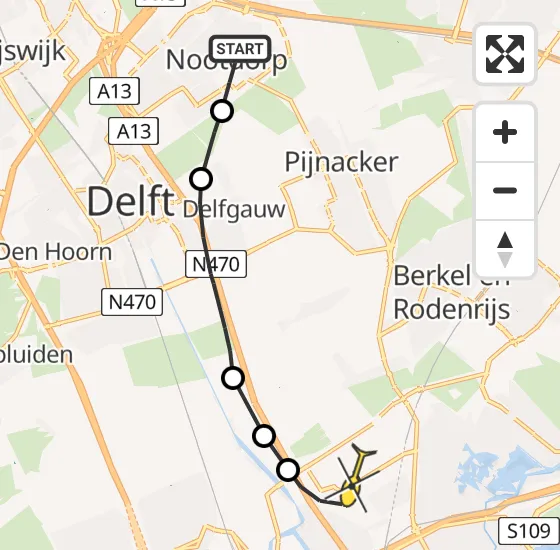 Vlucht Politiehelikopter PH-PXB van Nootdorp naar Rotterdam The Hague Airport op vrijdag 13 september 2024 16:33