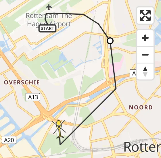 Vlucht Politiehelikopter PH-PXB van Rotterdam The Hague Airport naar Rotterdam op vrijdag 13 september 2024 16:50