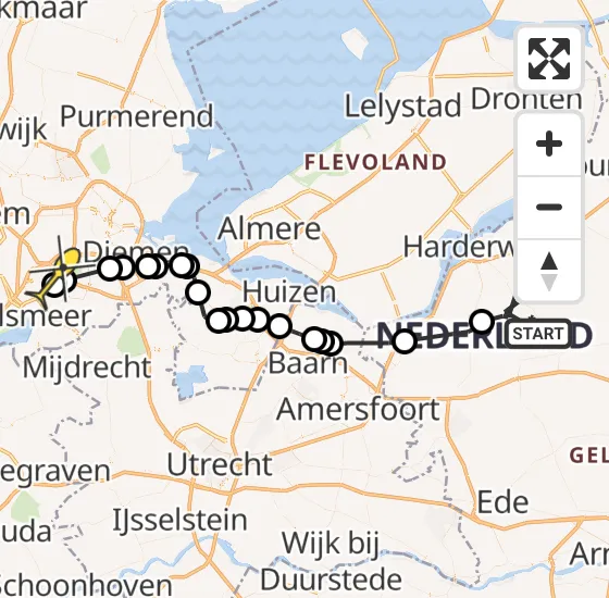 Vlucht Politiehelikopter PH-PXX van Ermelo naar Schiphol op vrijdag 13 september 2024 16:50