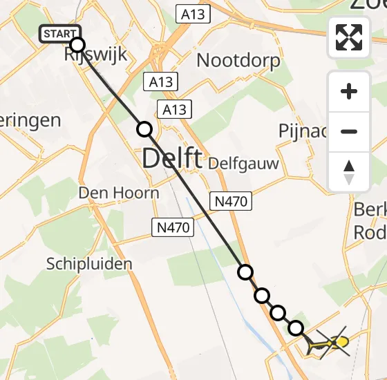 Vlucht Traumahelikopter PH-LLN van Den Haag naar Rotterdam The Hague Airport op vrijdag 13 september 2024 16:57