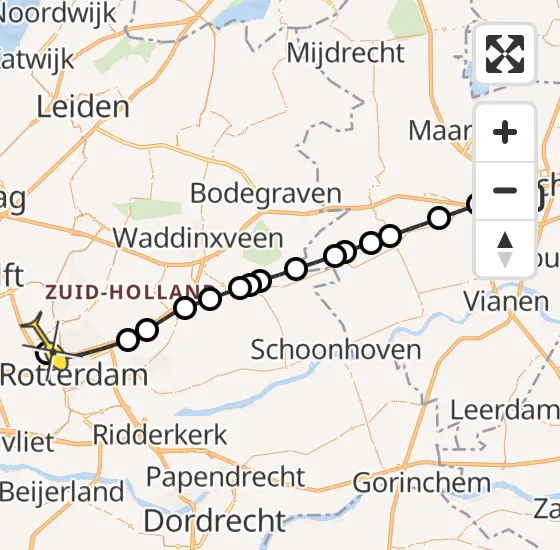 Vlucht Traumahelikopter PH-UMC van Utrecht naar Rotterdam The Hague Airport op vrijdag 13 september 2024 17:26