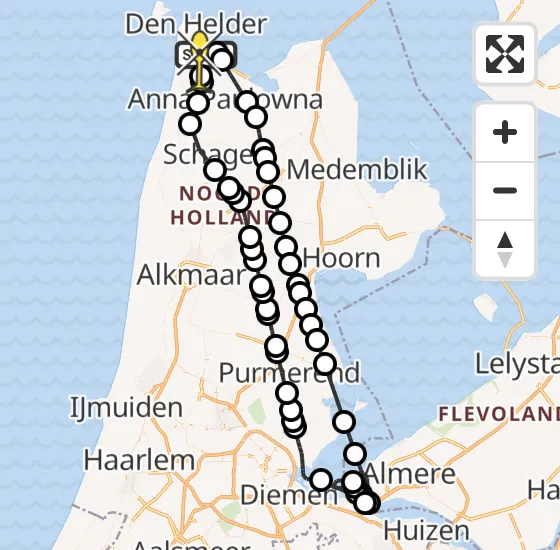 Vlucht Kustwachthelikopter PH-SAR van Vliegveld De Kooy naar Julianadorp op vrijdag 13 september 2024 17:57