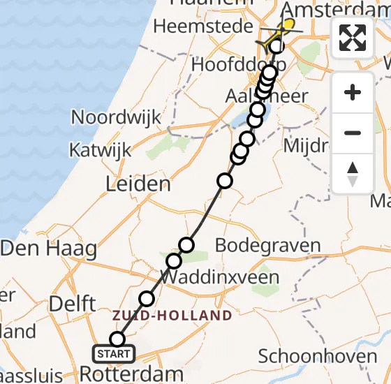 Vlucht Traumahelikopter PH-UMC van Rotterdam The Hague Airport naar Badhoevedorp op vrijdag 13 september 2024 18:02