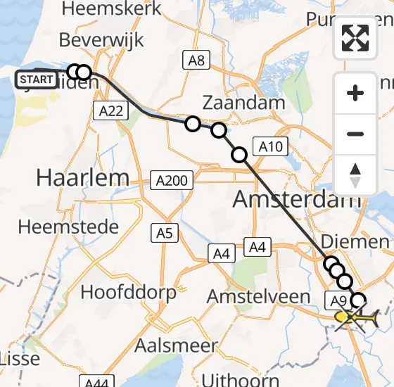 Vlucht Traumahelikopter PH-LLN van IJmuiden Heliport naar Academisch Medisch Centrum (AMC) op vrijdag 13 september 2024 18:14