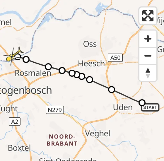 Vlucht Traumahelikopter PH-DOC van Vliegbasis Volkel naar Hoenzadriel op vrijdag 13 september 2024 18:31