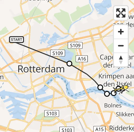 Vlucht Traumahelikopter PH-UMC van Rotterdam The Hague Airport naar Krimpen aan den IJssel op vrijdag 13 september 2024 20:14