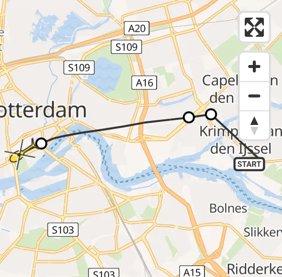 Vlucht Traumahelikopter PH-UMC van Krimpen aan den IJssel naar Erasmus MC op vrijdag 13 september 2024 20:49