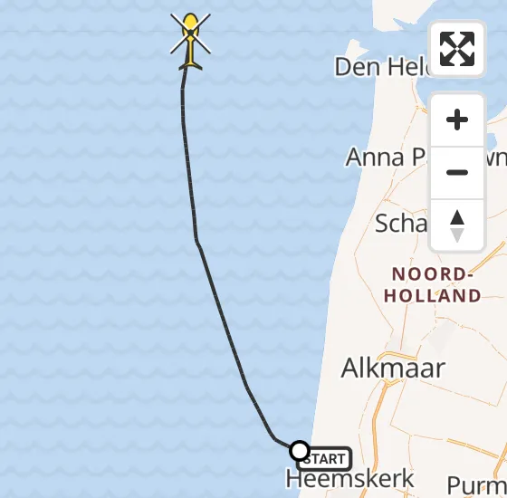 Vlucht Kustwachthelikopter PH-SAR van Castricum naar  op vrijdag 13 september 2024 20:59