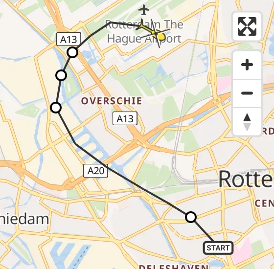 Vlucht Traumahelikopter PH-UMC van Erasmus MC naar Rotterdam The Hague Airport op vrijdag 13 september 2024 21:09