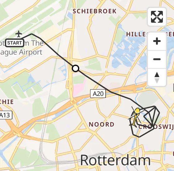 Vlucht Politiehelikopter PH-PXB van Rotterdam The Hague Airport naar Rotterdam op vrijdag 13 september 2024 21:22