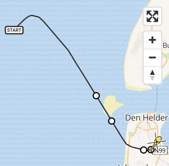 Vlucht Kustwachthelikopter PH-SAR van  naar Vliegveld De Kooy op vrijdag 13 september 2024 21:42