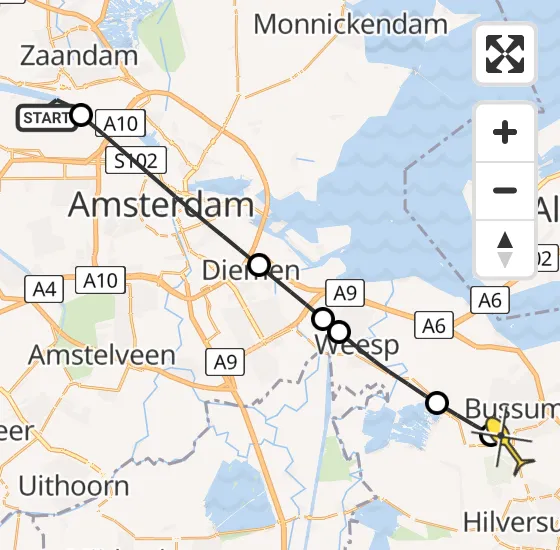 Vlucht Traumahelikopter PH-LLN van Amsterdam Heliport naar Bussum op vrijdag 13 september 2024 22:02