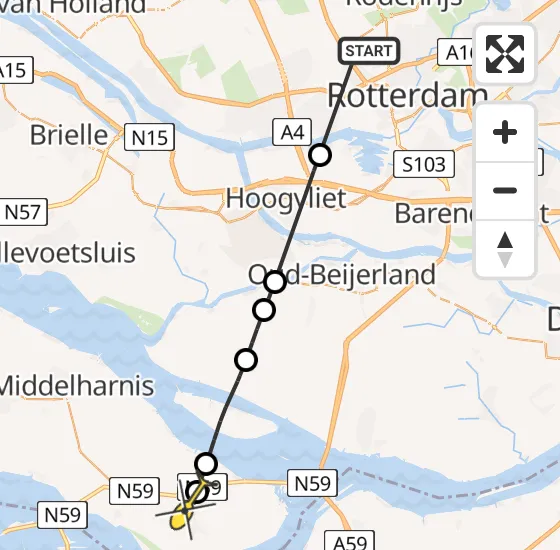 Vlucht Traumahelikopter PH-UMC van Rotterdam The Hague Airport naar Achthuizen op vrijdag 13 september 2024 22:21