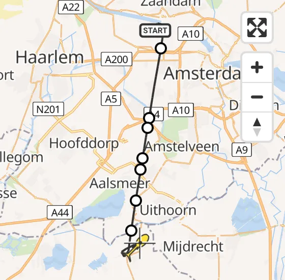 Vlucht Traumahelikopter PH-LLN van Amsterdam Heliport naar Nieuwveen op zaterdag 14 september 2024 2:34